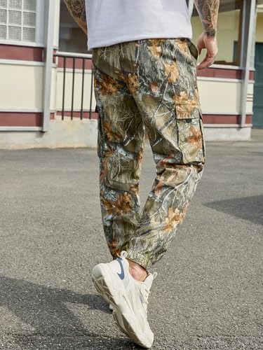 Image of JEMLDL Mens Cargo Joggers Pants Elastic Waist Drawstring with Flap Pockets Techwear Pants for Men