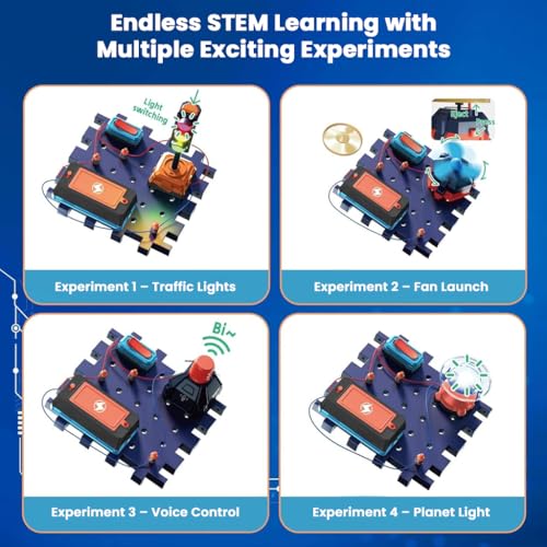 Image of STEM Educational Kit for Kids 8+ | 25+ DIY Electronic Circuit & Mechanical Projects | Science Experiment Building Blocks | Birthday Gift for Boys & Girls, School Activity Kit