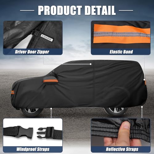 Image of X AUTOHAUX Car Cover for Chevrolet Tahoe 4 Door 2007-2020 Aluminum Film Outdoor Waterproof Sun Rain Snow Hail Protection with Driver Door Zipper