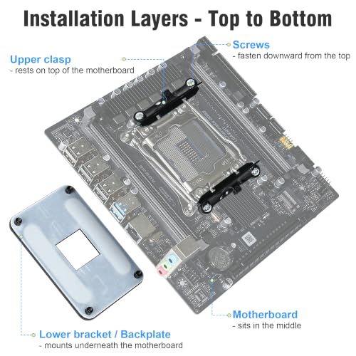 Kit Universal de Soporte para Montaje de Disipador AM4 AM5, Soporte metálico con Backplate, Separadores y Tornillos para Motherboard Socket AMD (Negro) miniatura 7