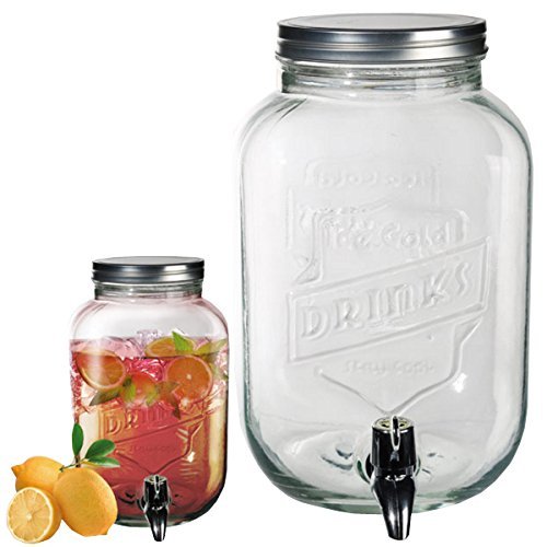 Buy Large 3.5L Glass op Drink Dispenser Mason Jar with Tap for Juice Punch Cocktails Water