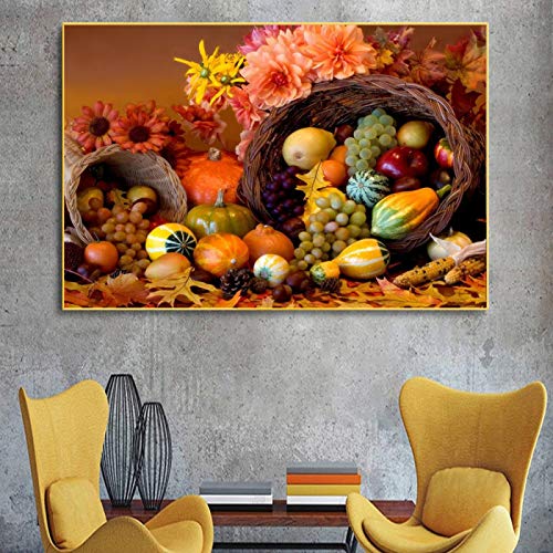 Affiche légumes et fruits sur toile pour habiller un grand mur vide de salle à manger 80x110