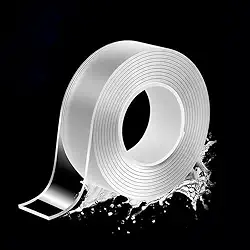 Fita dupla face resistente transparente forte adesiva, fita adesiva nano dupla face para parede, mesa, azulejo, casa, escritório, decoração de casa de banho (32,8 pés)