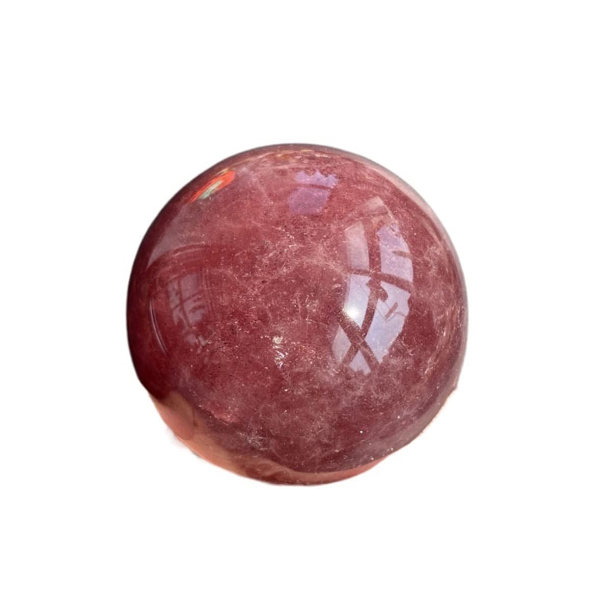 Cristal de meditación Natural 1 PCS Bola de Cristal de Cuarzo de Fresa Natural Piedra de Cristal (Size : 6cm)