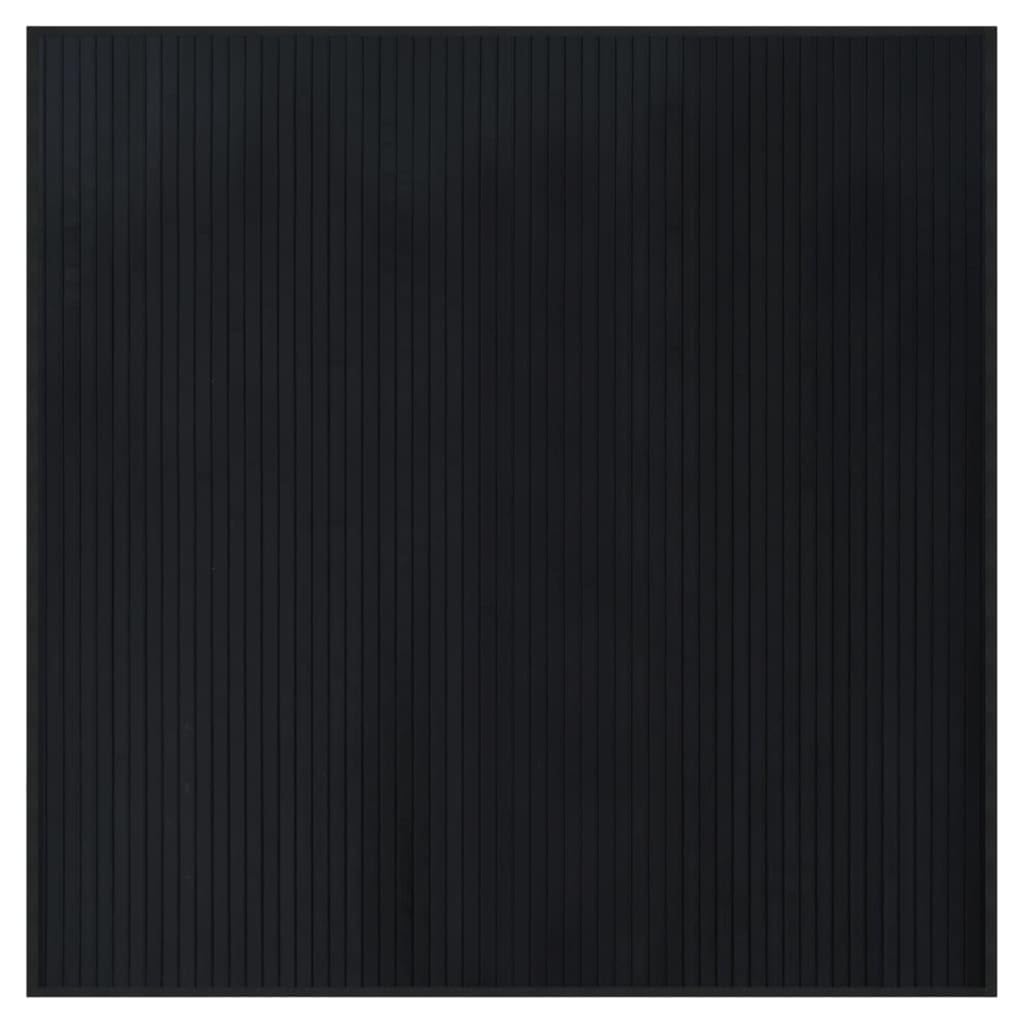 Tapis en bambou noir 100 x 100 cm – Tapis de sol carré en fibre naturelle avec dessous antidérapant – Tapis en bambou robuste pour salon, cuisine et couloir