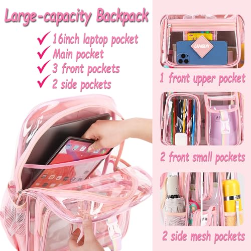 Clear Backpack for Women, Kid Transparent Clear Bookbag Stadium Approved, Girls Clear Backpack Heavy Duty for School2
