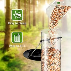 Backyard Expressions Tall Tube Bird Feeder - Durable Hanging Wild Bird Feeder for Wild Birds - 16" Tall, 4-Port Design Backyard Expressions Tall Tube Bird Feeder Durable Hanging Wild Bird Feeder for Wild Birds 16 Tall 4 Port Design