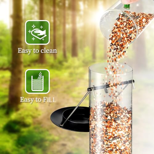 Backyard-Expressions-Tall-Tube-Bird-Feeder-Durable-Hanging-Wild-Bird-Feeder-for-Wild-Birds-16-Tall-4-Port-Design Backyard Expressions Tall Tube Bird Feeder Durable Hanging Wild Bird Feeder for Wild Birds 16 Tall 4 Port Design