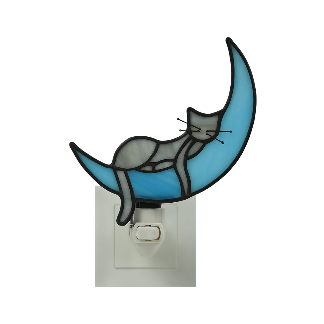 Photo 1 of BOXCASA Cat on Moon Stained Glass Night Light
