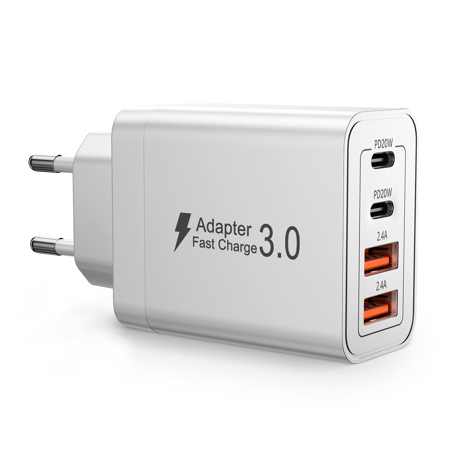 Cargador USB C, 40W cargadors USB 4 Puerto, Cargadors Rapida QC 3.0, Cabezal Tipo C para iPhone 16 15 14 13, Samsung S25 S24 S23, Huawei, Cargador USB Multiple