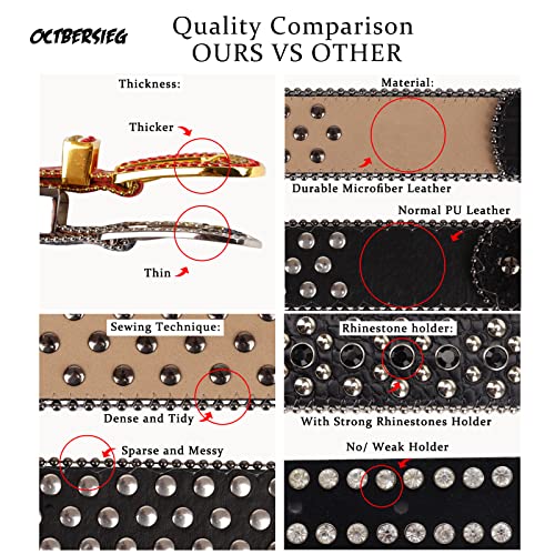 Men Women Rhinestone Belt, Western Leather Belt Vintage Diamond Studded Belt Cowgirl Cowboy Belt3