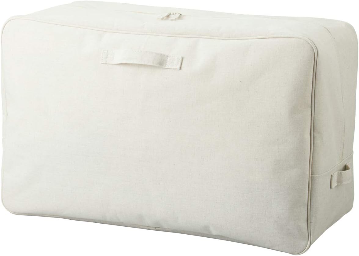 Muji Cotton Linen Polyester Soft Rectangle Storage Box with Lid, Medium