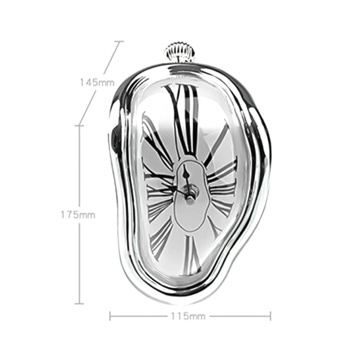Reloj de Mesa Salvador Dalí Distorsionado Plateado Abstracto Decorativo para Escritorio