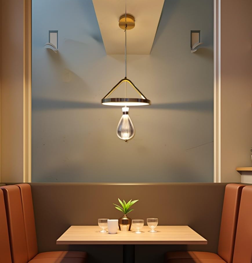 Image of Lyse Decor Chandelier, Jhumar Light for Hall Ceiling, Jhoomer for Living Room, Creative 3 Ring Hanging Pendant Lamp with Height-Adjustable for Bedroom, Dining Room (Clear)