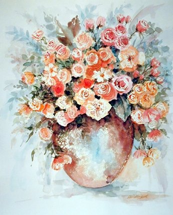 Impact Posters Gallery Wall Decor Vase of Roses Flower Fine Art Print Poster 8x10