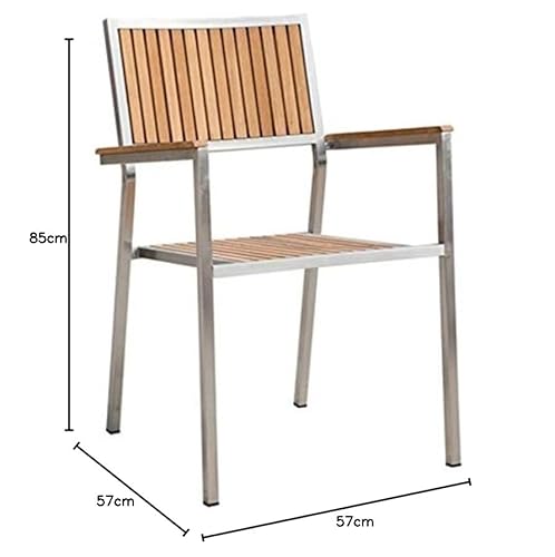 AS-S ASS 4Stk Designer Gartenstuhl mit Armlehne Gartensessel Stapelstuhl Stapelsessel Sessel Kuba-Teak Edelstahl Teak A-Grade stapelbar sehr robust Gastroqualität