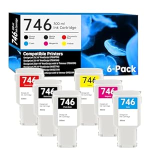 746 Cartucho de tinta de 10.1 fl oz de repuesto para HP 746 Cartucho de tinta P2V83A P2V82A P2V81A P2V80A P2V79A P2V78A DesignJet 746 tinta para impresora DesignJet Z6 y Z9+ de gran formato, paquete
