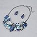 Fenni Jewelry Vintage Statement Jewelry Set Leaf Floral Bohemian Boho Statement Necklace Earring Set Crystal Fashion Costume Jewelry (Blue)