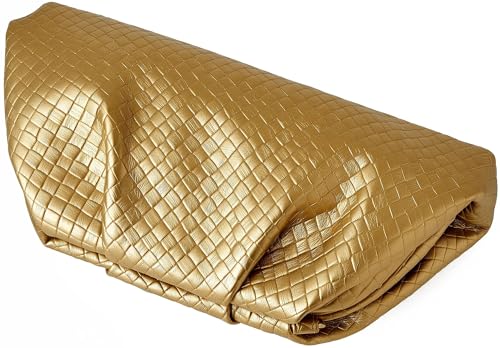 Image of Women's Woven Evening Bag Ruched Dumpling Clutch Purse Detachable Chain Crossbody Bag