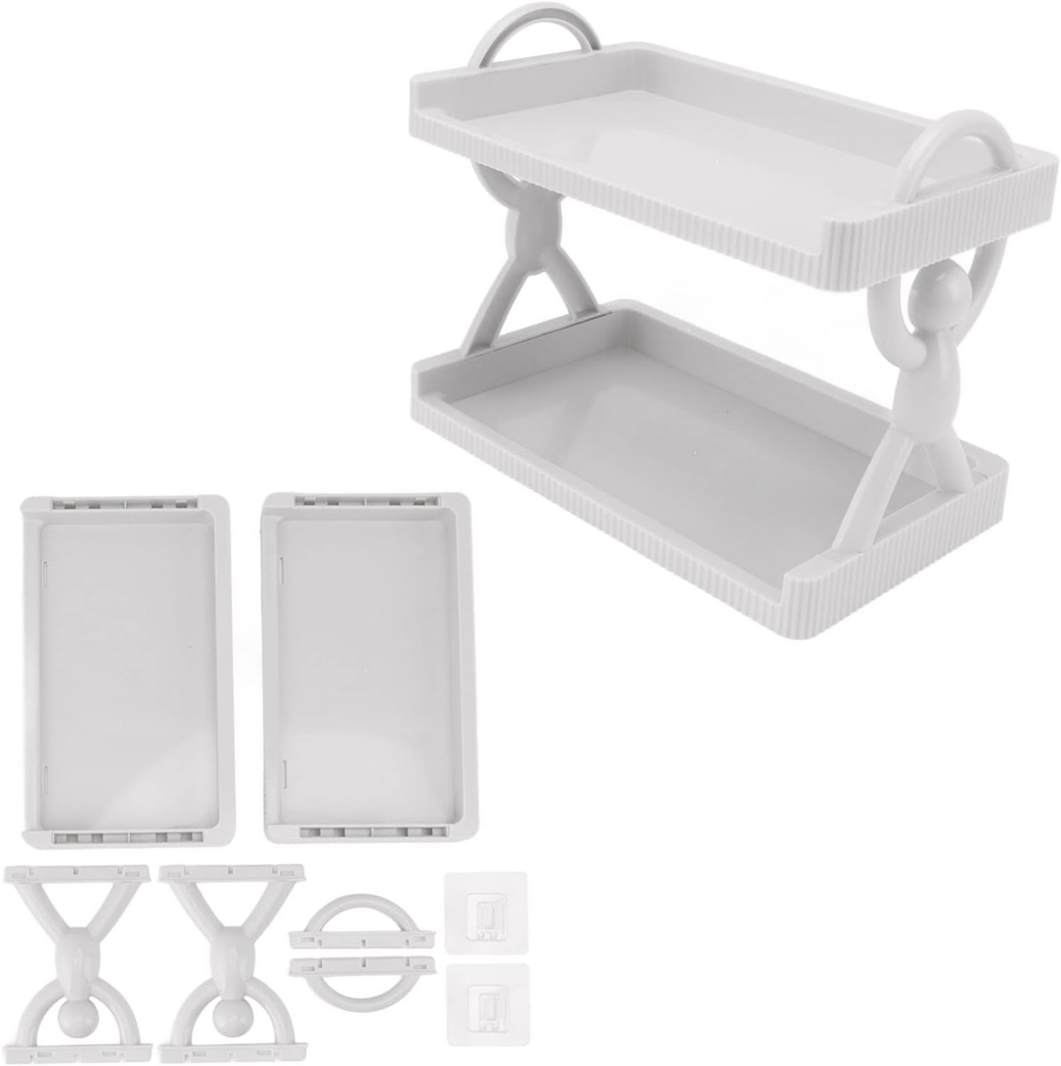 Wall Mounted Storage Shelf, Hanging Storage Bins White Cute Bathroom Organizer Decor Floating Shelves with Multi Layer for Bathroom Kitchen