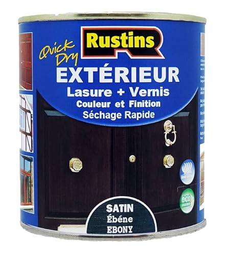Rustins - Extérieur lasure + Vernis pour bois - séchage rapide - Ébène fini Satiné - 15m²/L 1L (ESEB1000FR)
