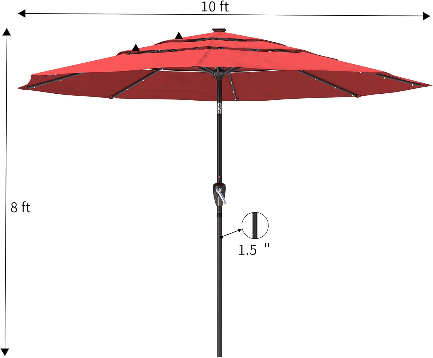 Boyel Living 10ft Patio Umbrella with Solar Lights 3-Tier Outdoor Table Umbrella Market Umbrella Pool Umbrella Outdoor Umbrellas for Patio