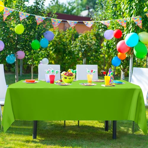 Image of QZYL 4 PCS Plastic Tablecloth, 54 x 108 Inches Waterproof Disposable Table Cloth, Spring Tablecloth of Baby Shower Football Party Decorations, Table Cover for Rectangle and Round