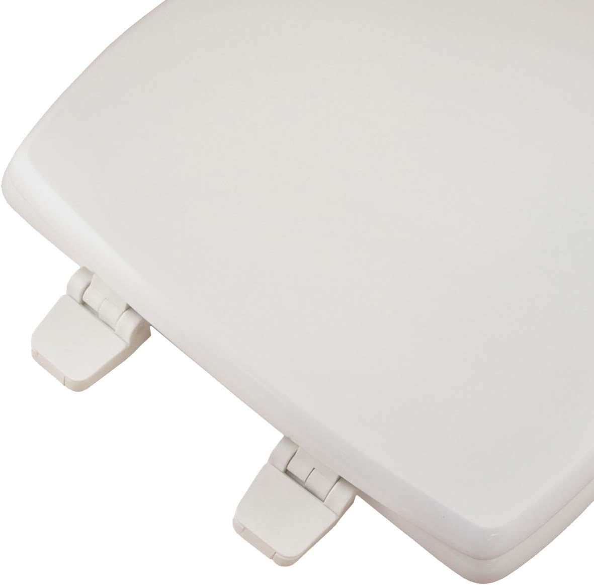 1Q1R9-00 Styled for Eljer New Emblem Square Front Design Toilet Seat with Vari-Adjust Lok-Down Heavy Duty Hinge, Round, White