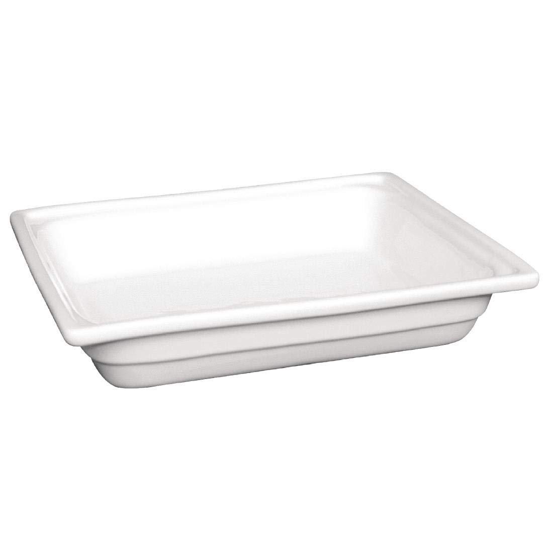 Olympia Whiteware 1/2 Porcelain Gastronorm Tray 100mm - Oven, Microwave, Freezer and Dishwasher Safe U809