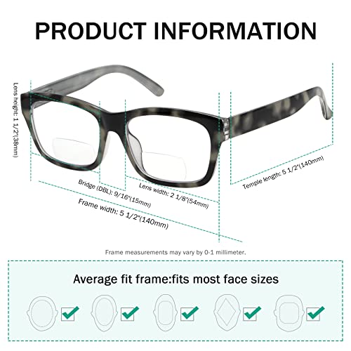 Eyekepper Polycarbonate Large Lens Line Bifocal Glasses Readers Men Grey - Image 3