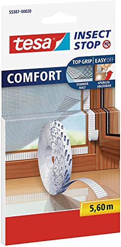 TESA Comfort Refill Roll Fliegengitter Klettband Ersatzrolle, blanco (2x 5,6m (Standard))