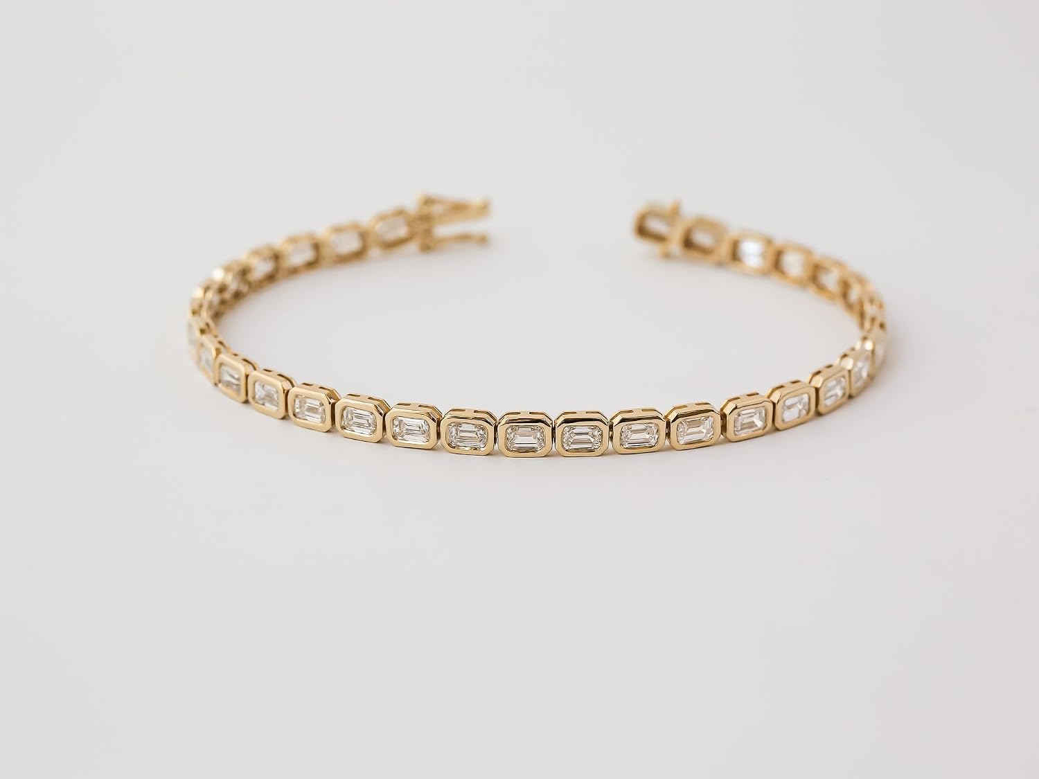 Kobelli Lab Grown Diamond Eternal Brielle East-West Emerald Cut Bezel Bracelet 14K Gold - 7.0 Ct TDW