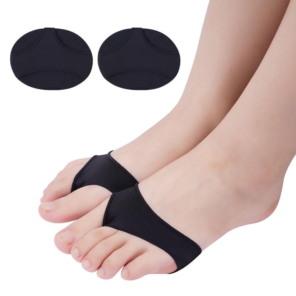LOPHE Cuscinetti Metatarsali, 2 Pezzi Cuscinetti dell'avampiede in Tessuto, Cuscinetto Metatarsale Traspirante Morbido, Metatarsal Pads per Proteggere Scarpe e Piedi, Nero(L#Uomo)