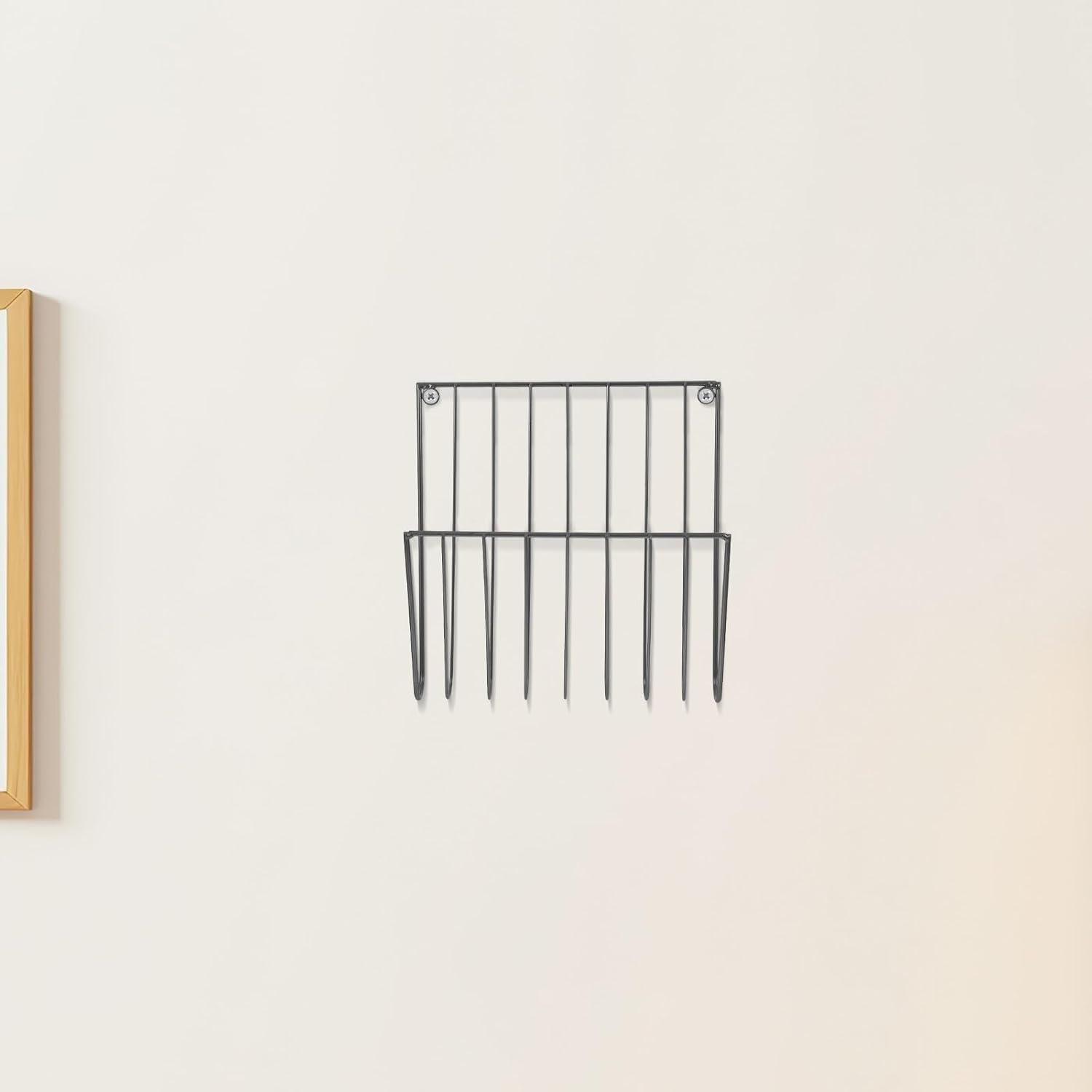 Wall Mounted Metal Magazine Holder Iron Wall File Rack for Home | Black Finish, Wall Hooks and Installation Components, Folders and Scarves