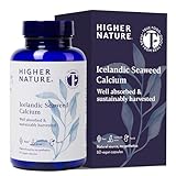 Higher Nature - Icelandic Seaweed Calcium - True Food® - 260mg Natural Source - Clinically Proven Calcium Supplement - Supports Bones, Teeth & Digestive Enzyme Function - Dairy Free - 60 Capsules