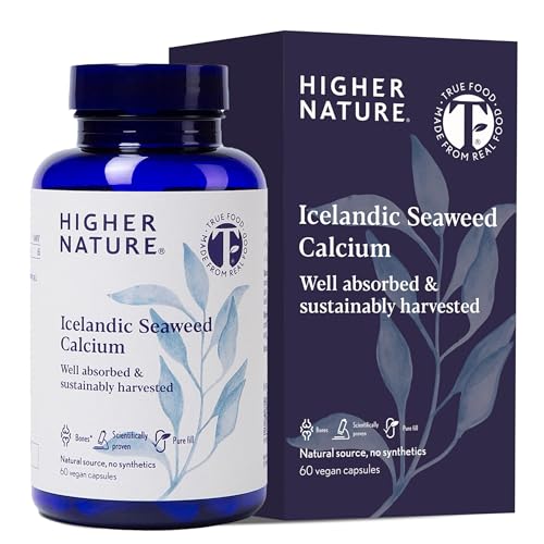 Higher Nature - Icelandic Seaweed Calcium - True Food® Formula - 260mg Natural Source - Clinically Proven Calcium Supplement - Supports Bones, Teeth & Digestive Enzyme Function - 60 Capsules