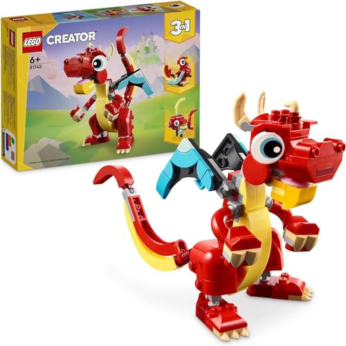Pacchetto Creator 3 in 1 Mighty Dinosaurs e Drago Rosso, Regali per ragazzi, ragazze e bambini dai 6 anni in su, 31145 +31058 - Lego - Immagine 2