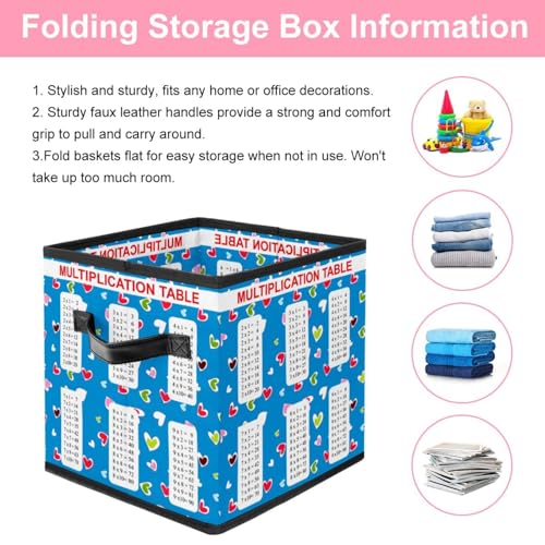 Boîte de rangement pliable cube bleu à motifs cœur pour placard - 4