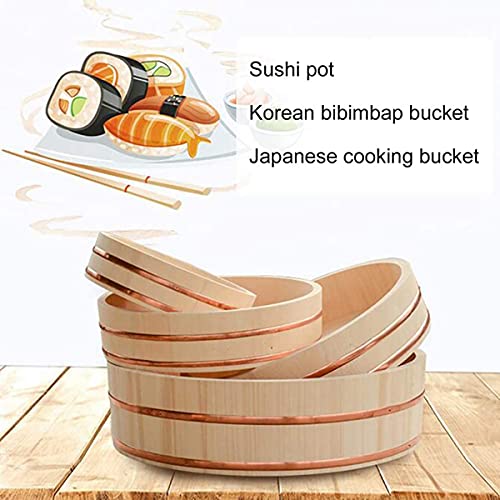 Japanse Sushi Rijstkom Houten Hangiri Sushi Oke Rijst Mengkuip Koperen Bands voor Restaurant Thuis Keuken, Wit… - Afbeelding 5