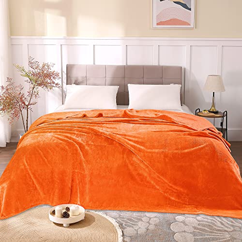 Image of BEDELITE Fleece Blankets Queen Size Orange Throw Blankets for Bed, Luxury Plush Cozy Fuzzy Blanket 90x90 inches, Super Soft & Warm Blankets for All Seasons