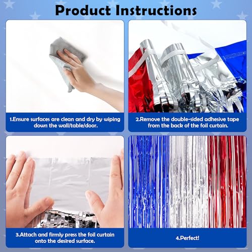 Image of OHOME 4th of July Decorations - American Flag Backdrop Streamers | Patriotic Memorial Day Decor for Indoor Outdoor Outside - 250th Anniversary Fourth of July Accessories Party Favors,2 Pack