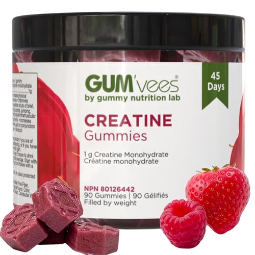 Creatine Gummies | 1 gram creatine monohydrate per gummy | 2-5 per day | Muscle Growth and Brain Health | Mango and Berry flavor (1 count (Pack of 90), Berry)