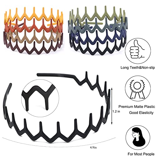Lapohi 8 Pcs Non Slip Fashion Effortless Plastic Headbands With Teeth Comb Skinny Hair Bands For Women Men Teen Girls, Comb Teeth Morandi #TOP1