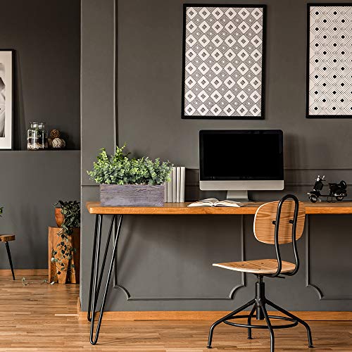 Faux Eucalyptus Plants In Rustic Rectangular Wood Planter Box Artificial Eucalyptus Greenery Arrangement Potted Plant In Dusty Green For Wedding Centerpiece Office Room Table Windowsill Décor #TOP5