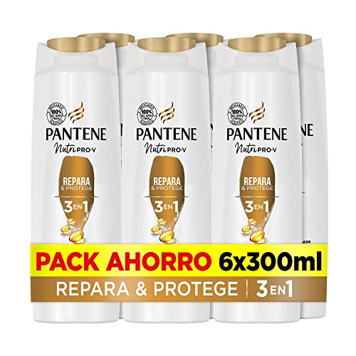 Pantene Champú + Acondicionador + Tratamiento 3en1 Repara & Protege Nutri Pro-V, Para Cabello Débil Y Dañado 6x300 ML