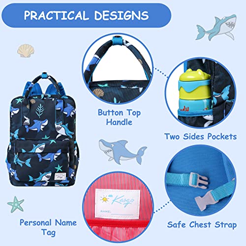 Kasqo Kids Backpack, Lightweight Water Resistant Preschool Toddler Bookbags For Little Boys And Girls With Chest Strap, Cute Shark #TOP4