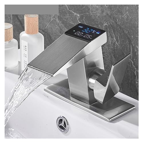 Grifo de detección de temperatura digital para baño que evita quemaduras con acabado negro 3