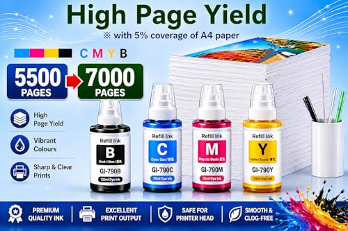 Image of ROHINK Compatible Refill Ink Bottles for Canon G Series Printer PIXMA G1000 G1010 G2000 G2002 G2010 G2012 G3000 G3010 G3012 G4000 G4010 (135ML Black,70ML Cyan, Yellow, Magenta)