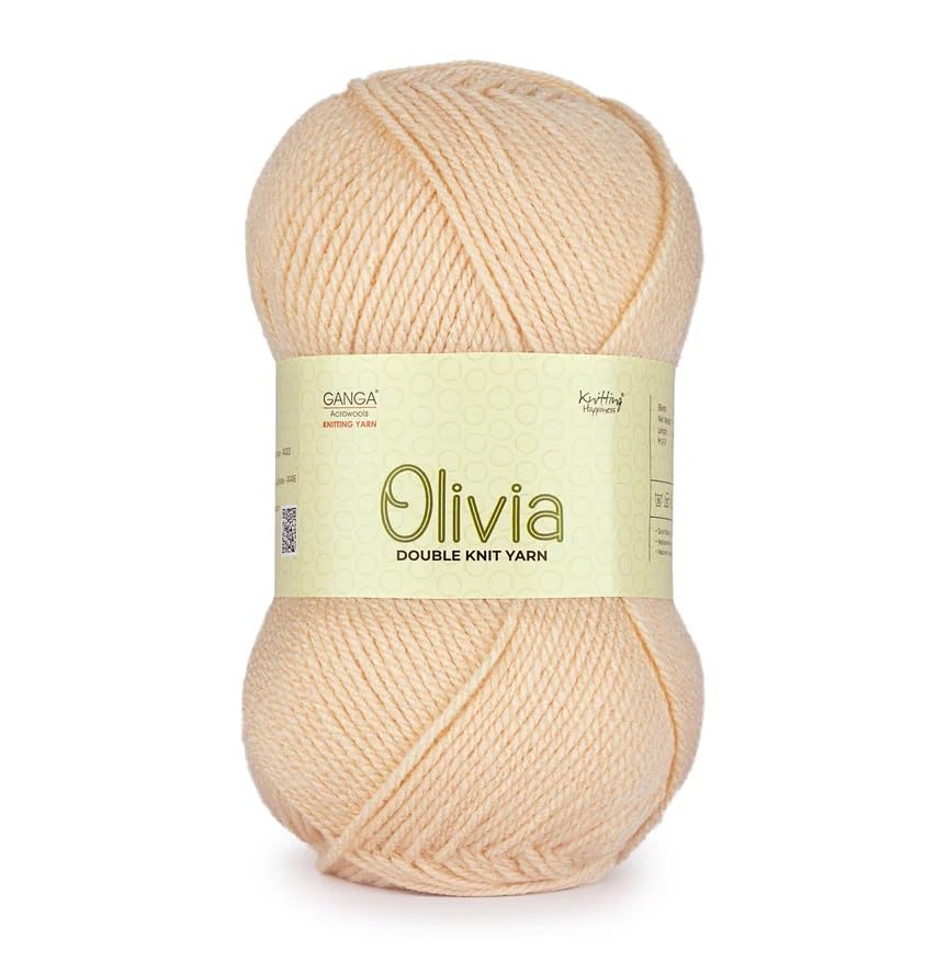 Ganga Olivia Hand Knitting and Crochet Yarn (Scotch Mist) (100gms) Peach, Acrylic
