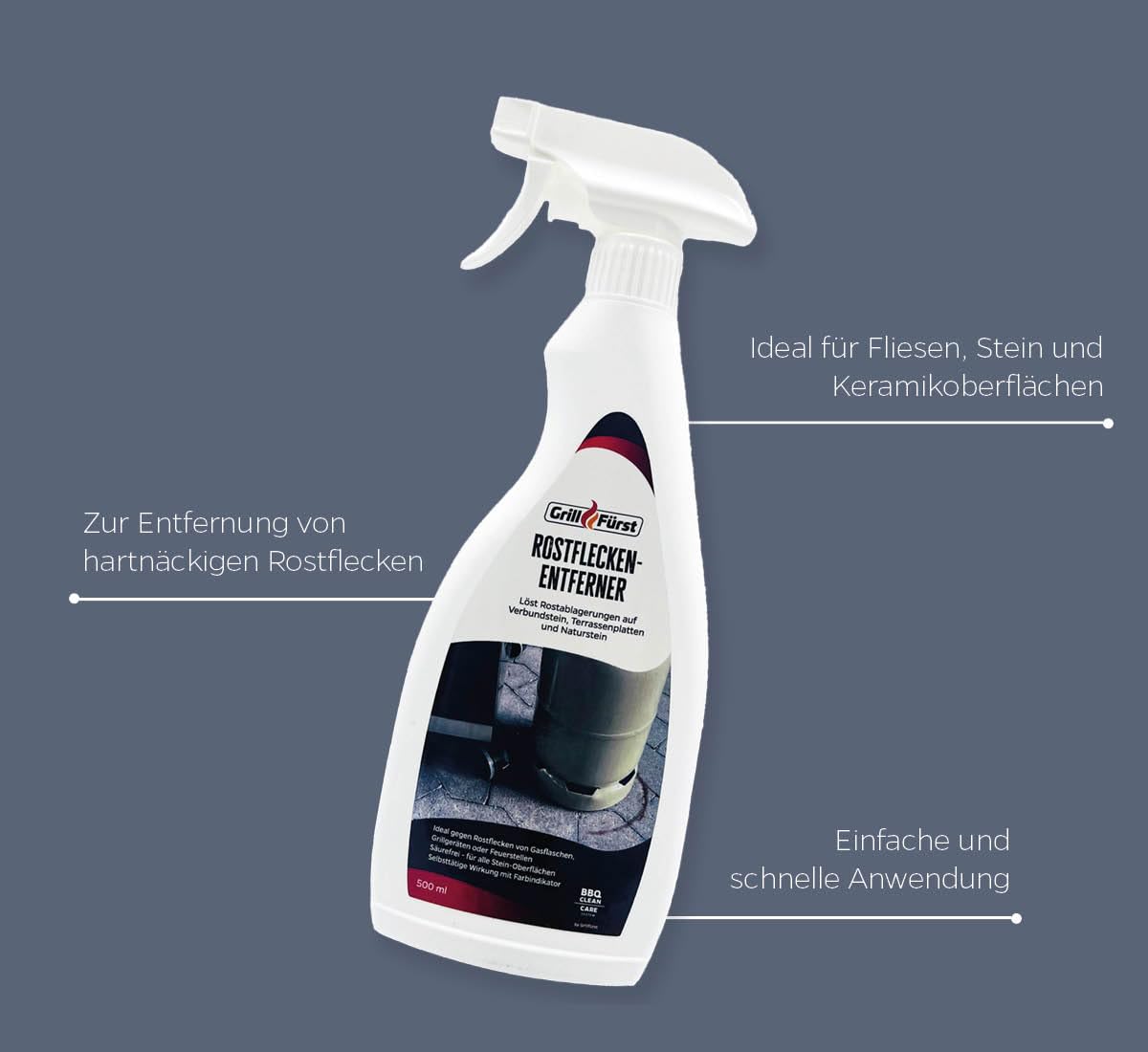 Grillfürst Rostflecken-Entferner, 2 x 500 ml - Aktiv-Reiniger mit Tiefenwirkung
